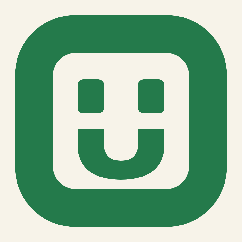 Openly Useful green O and U monitor mark on a warm Shell background