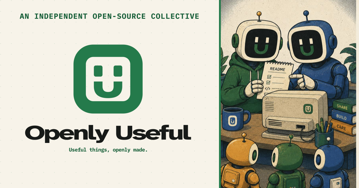Openly Useful identity beside Monitorfolk sharing a README